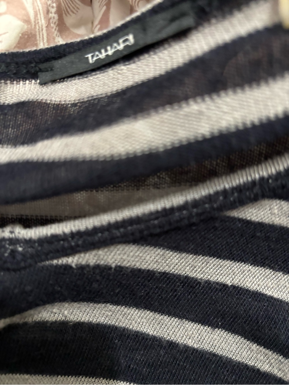 Tahari Navy and White Striped Lightweight Knit Top